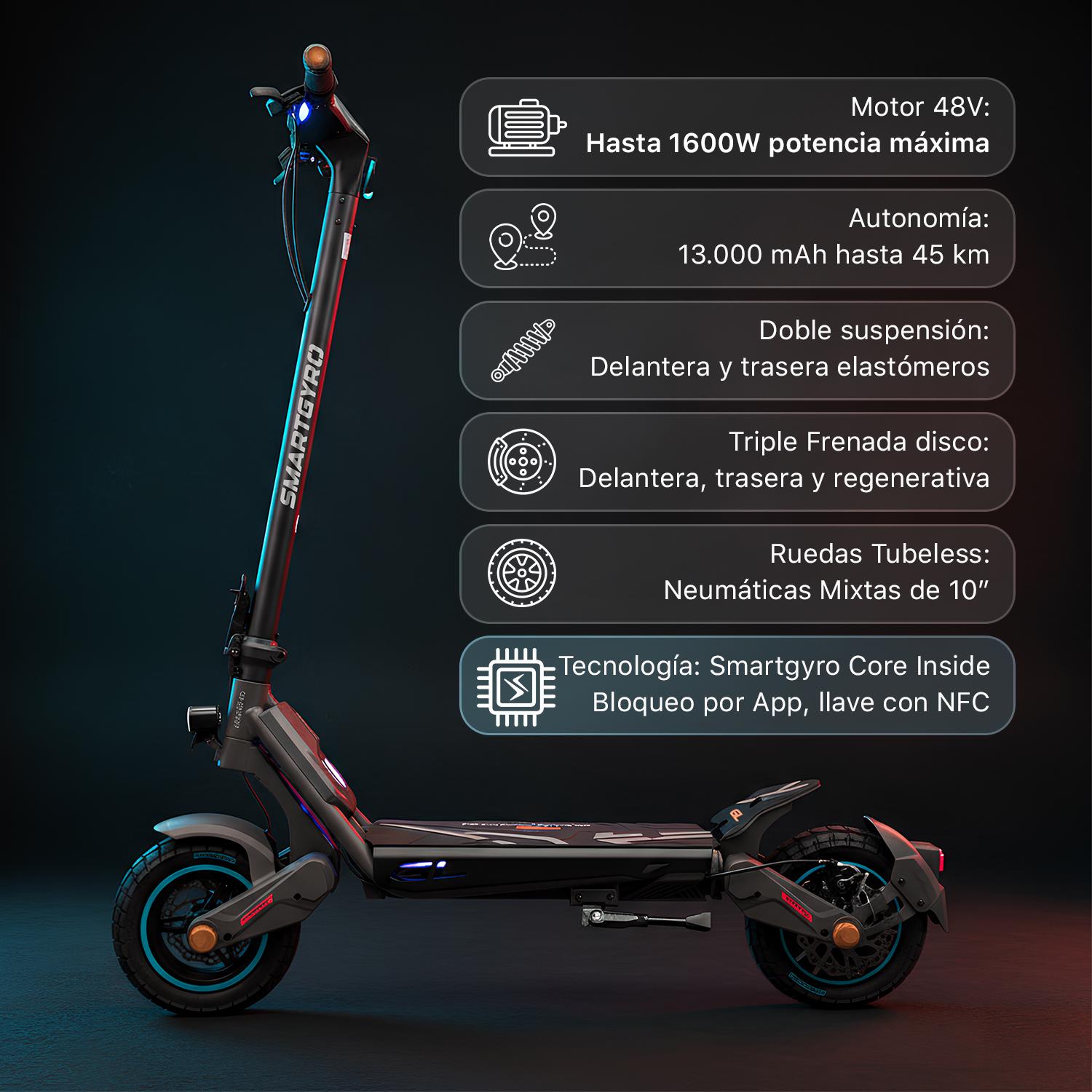 smartGyro Patinete eléctrico Rockway GL - Reacondicionado Certificado SAT (Homologado DGT) - foto 14