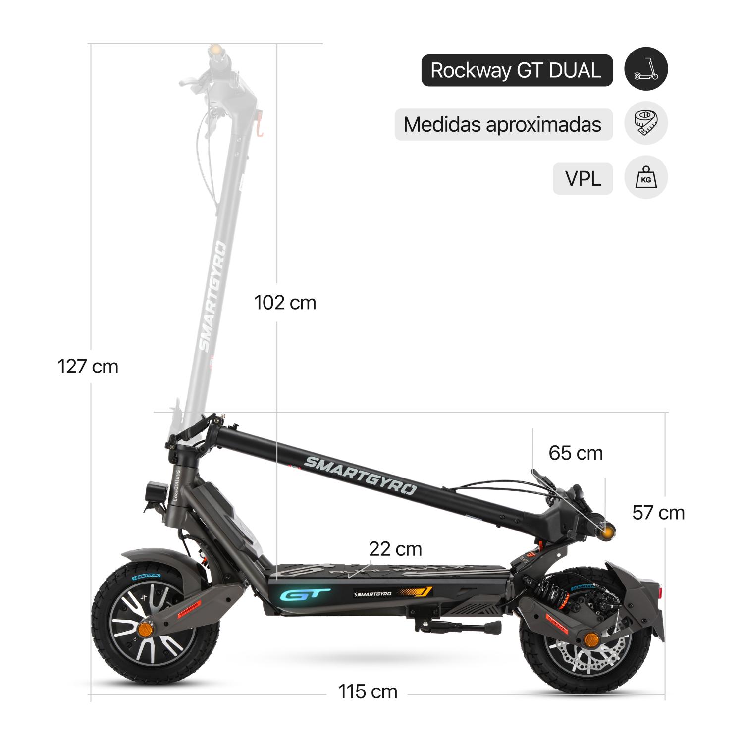 Patinete eléctrico Rockway GT Dual - smartGyro (Homologado DGT) - foto 12