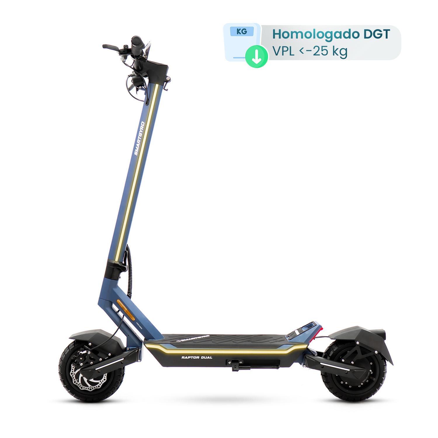 smartGyro Patinete eléctrico Raptor Dual Evo LR - Reacondicionado Certificado SAT (Homologado DGT)