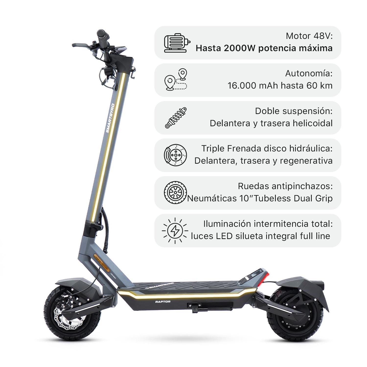 smartGyro Patinete eléctrico Raptor EVO - Reacondicionado Certificado SAT (Homologado DGT) - foto 12