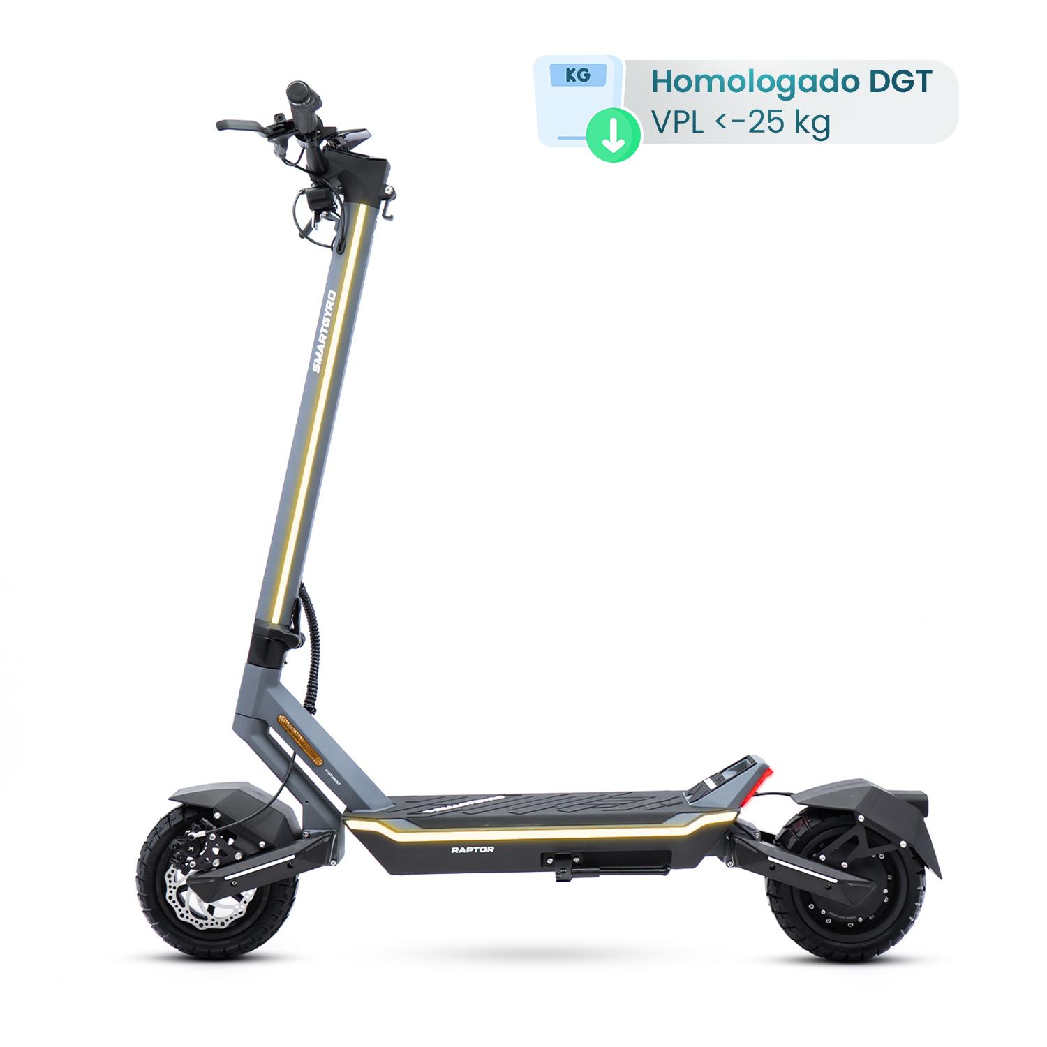 smartGyro Patinete eléctrico Raptor EVO LR - Reacondicionado Certificado SAT (Homologado DGT)